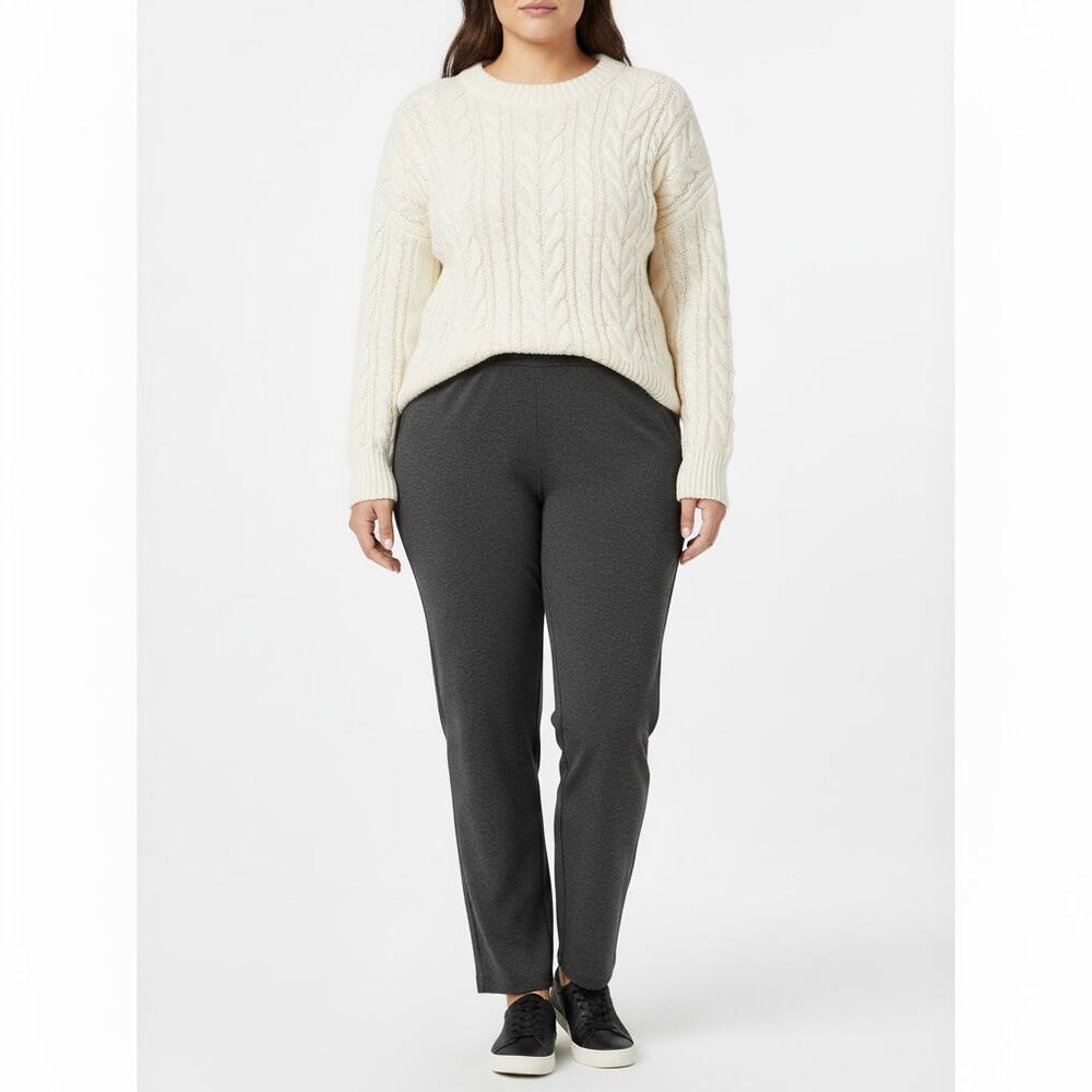 Lane Bryant Women's Straight Leg Gray Ponte Knit Pant Trousers Zip Pockets 26/28